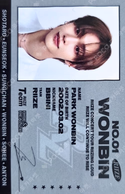 2025 RIIZE CONCERT TOUR [RIIZING LOUD] PHOTO SET WONBIN photocard image