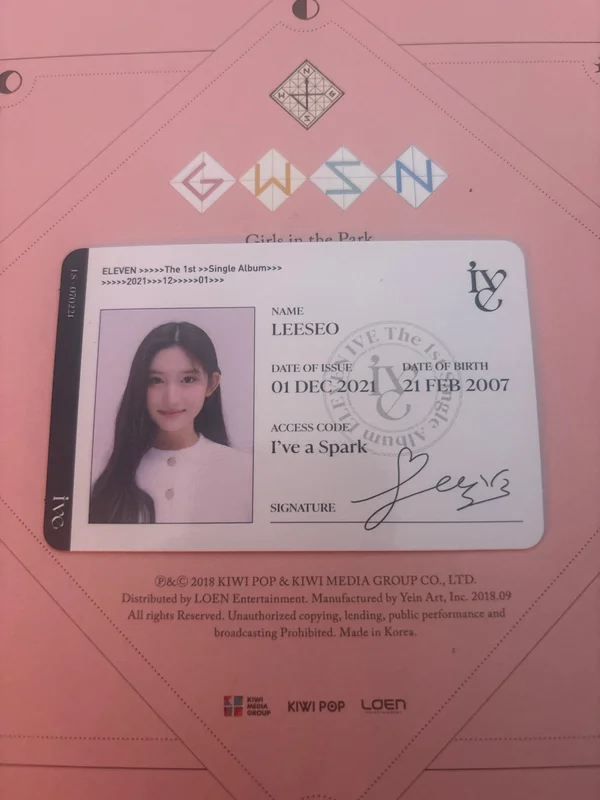 Pocamarket, IVE LEESEO Ive Eleven Id Card K-pop Photocard