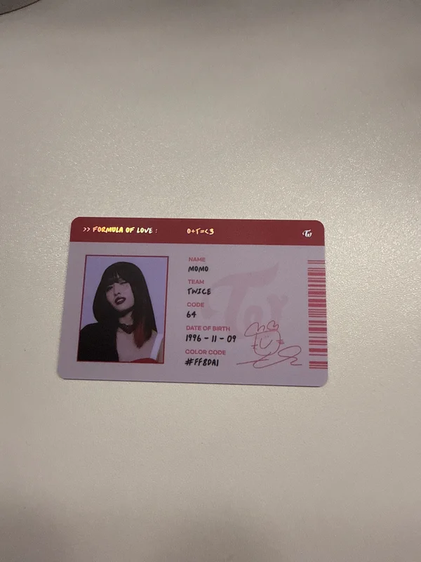 TWICE \"#TWICE\" IDカード MOMO TWICE Momo ID Card JYP Kpop Asia Hobby music Japan Once peach | eBay