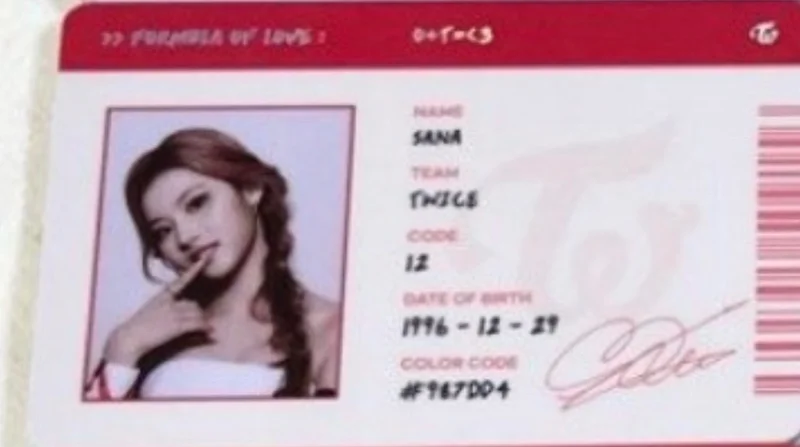 Pocamarket, TWICE SANA Formula of Love: O＋T=＜3 SCIENTIST ID CARD