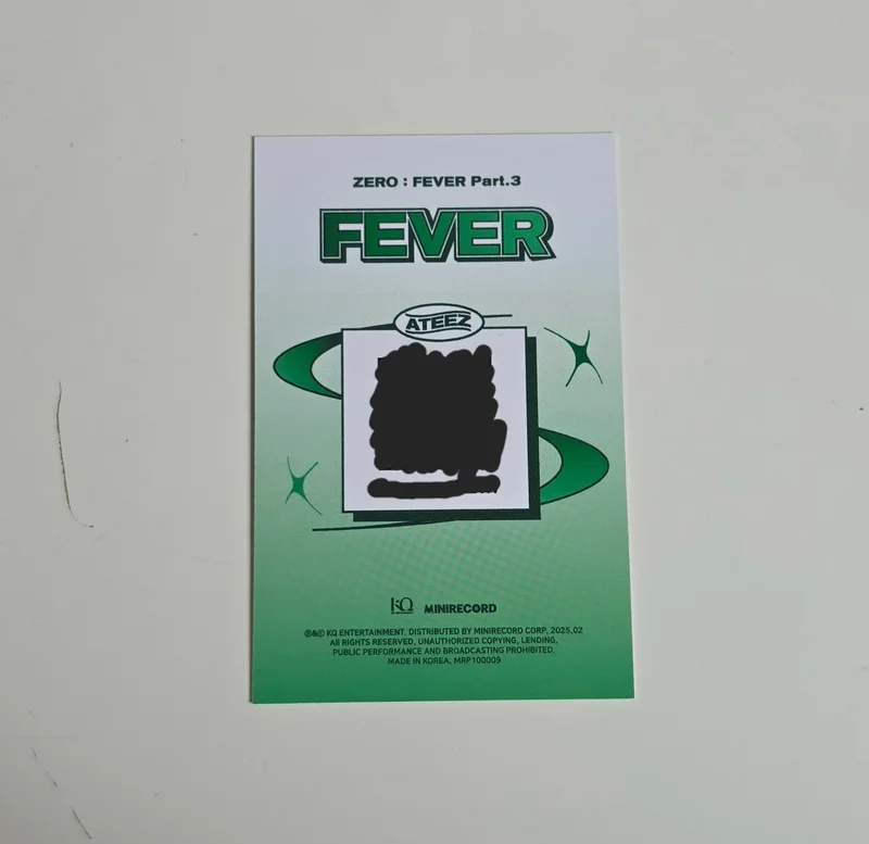 ATEEZ YEOSANG 'ZERO : FEVER Part.3 A ver. Platform VER.' Photocard