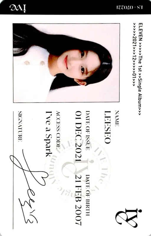 Pocamarket, IVE LEESEO Ive Eleven Id Card K-pop Photocard